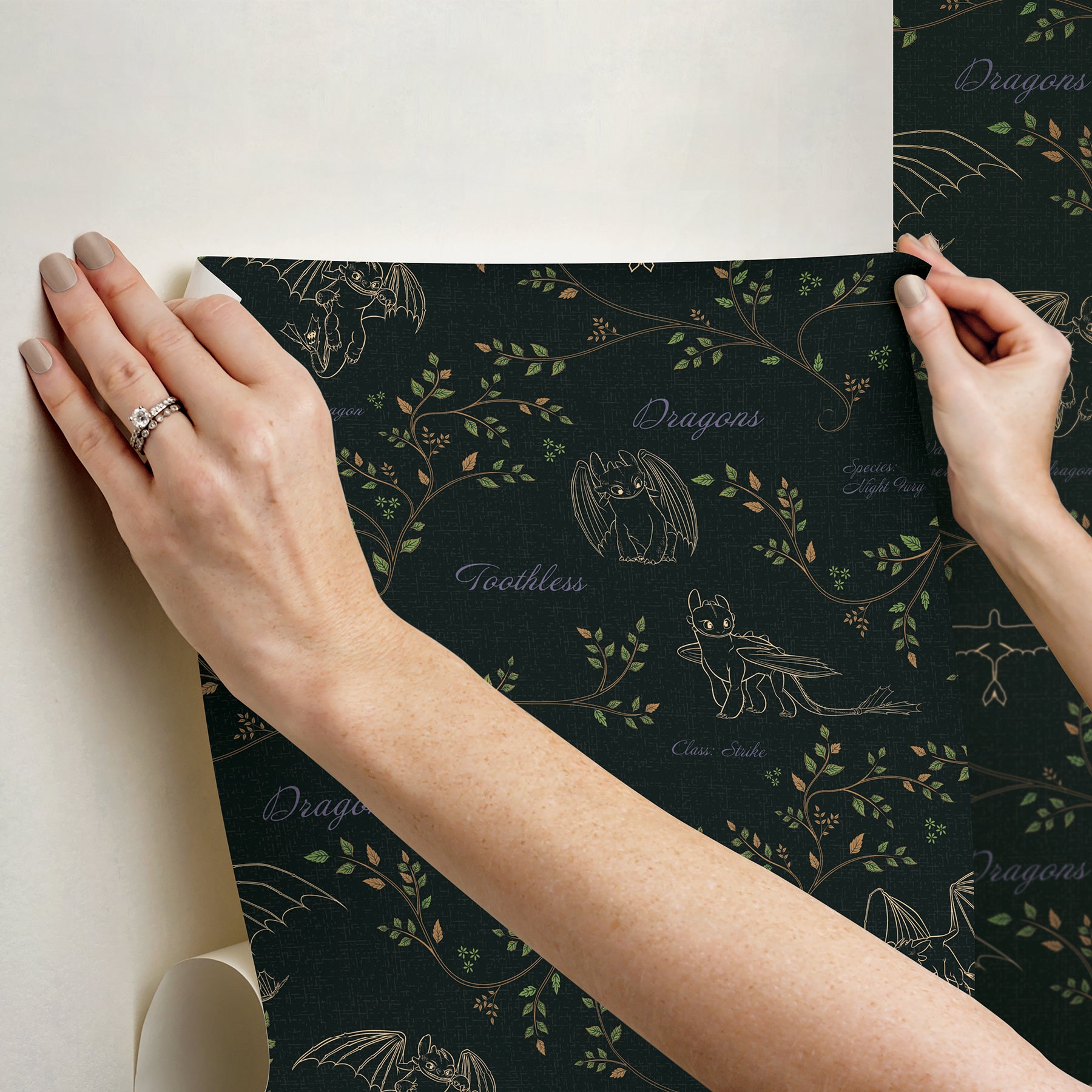 How to Train Your Dragon Toothless Radical Nature Green Peel & Stick Wallpaper Peel and Stick Wallpaper RoomMates