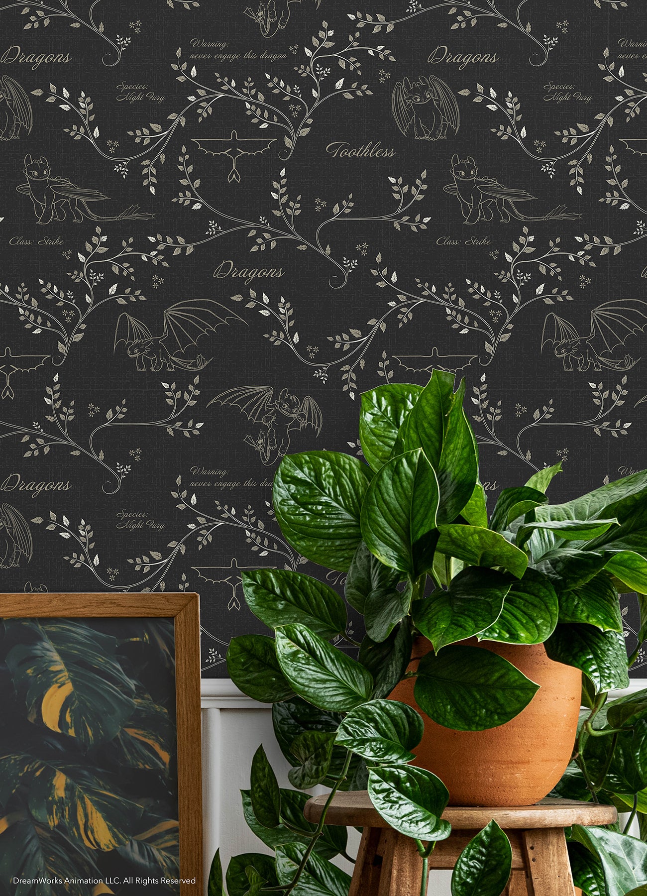 How to Train Your Dragon Toothless Radical Nature Green Peel & Stick Wallpaper Peel and Stick Wallpaper RoomMates
