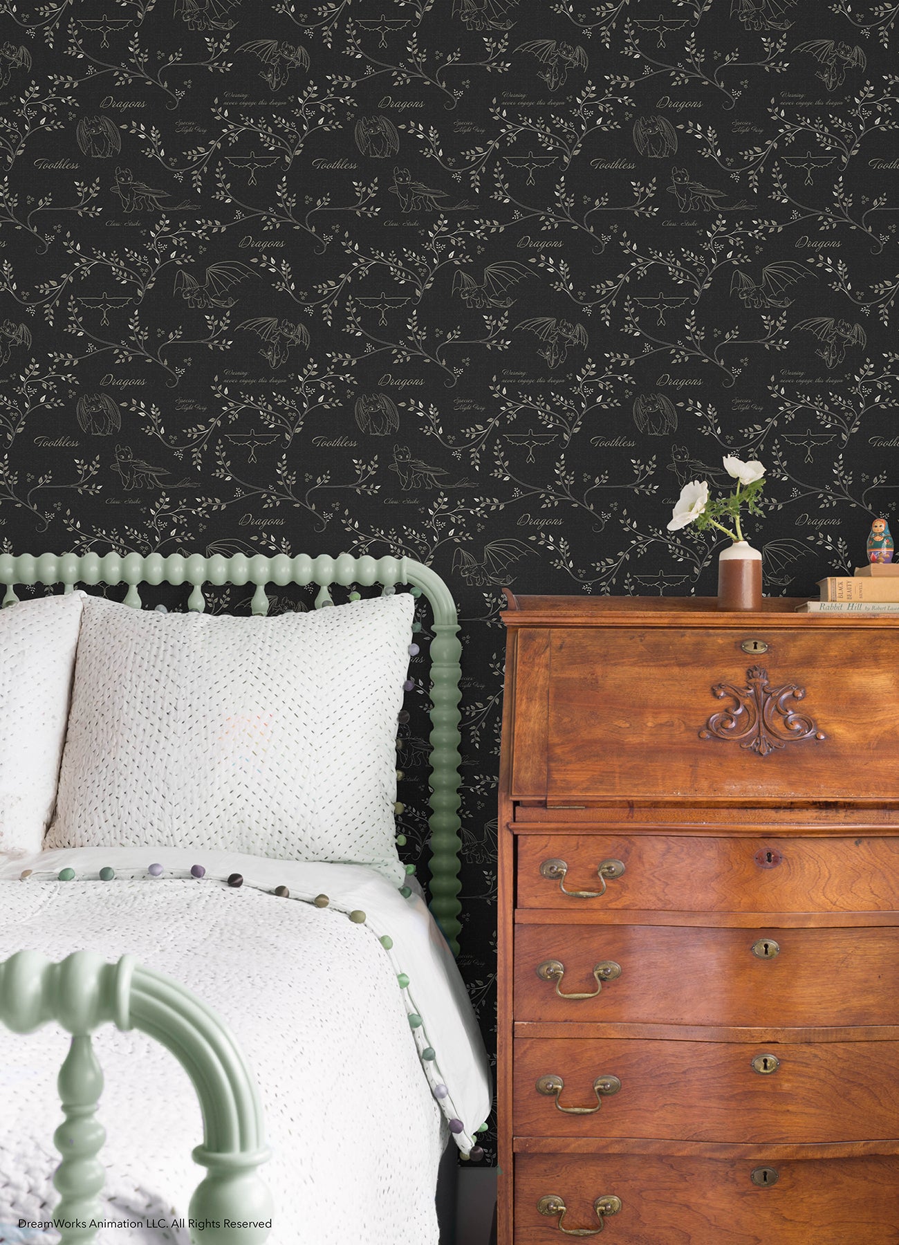 How to Train Your Dragon Toothless Radical Nature Green Peel & Stick Wallpaper Peel and Stick Wallpaper RoomMates