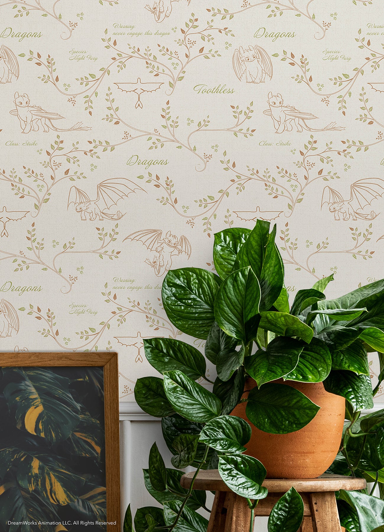 How to Train Your Dragon Toothless Radical Nature Green Peel & Stick Wallpaper Peel and Stick Wallpaper RoomMates