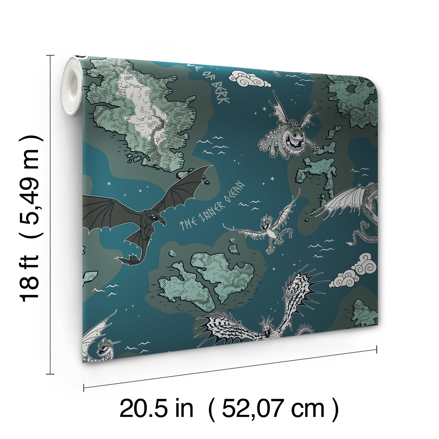 How to Train Your Dragon Isle of Berk Grey Peel & Stick Wallpaper Peel and Stick Wallpaper RoomMates Decor