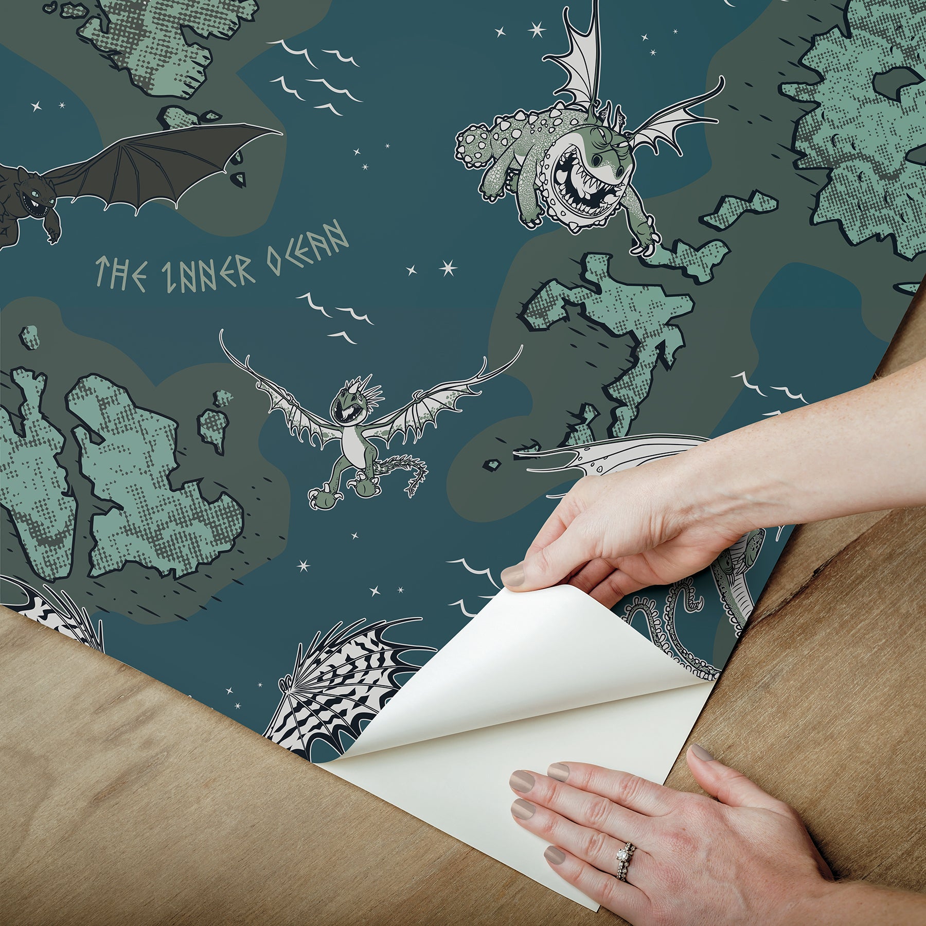 How to Train Your Dragon Isle of Berk Grey Peel & Stick Wallpaper Peel and Stick Wallpaper RoomMates Decor