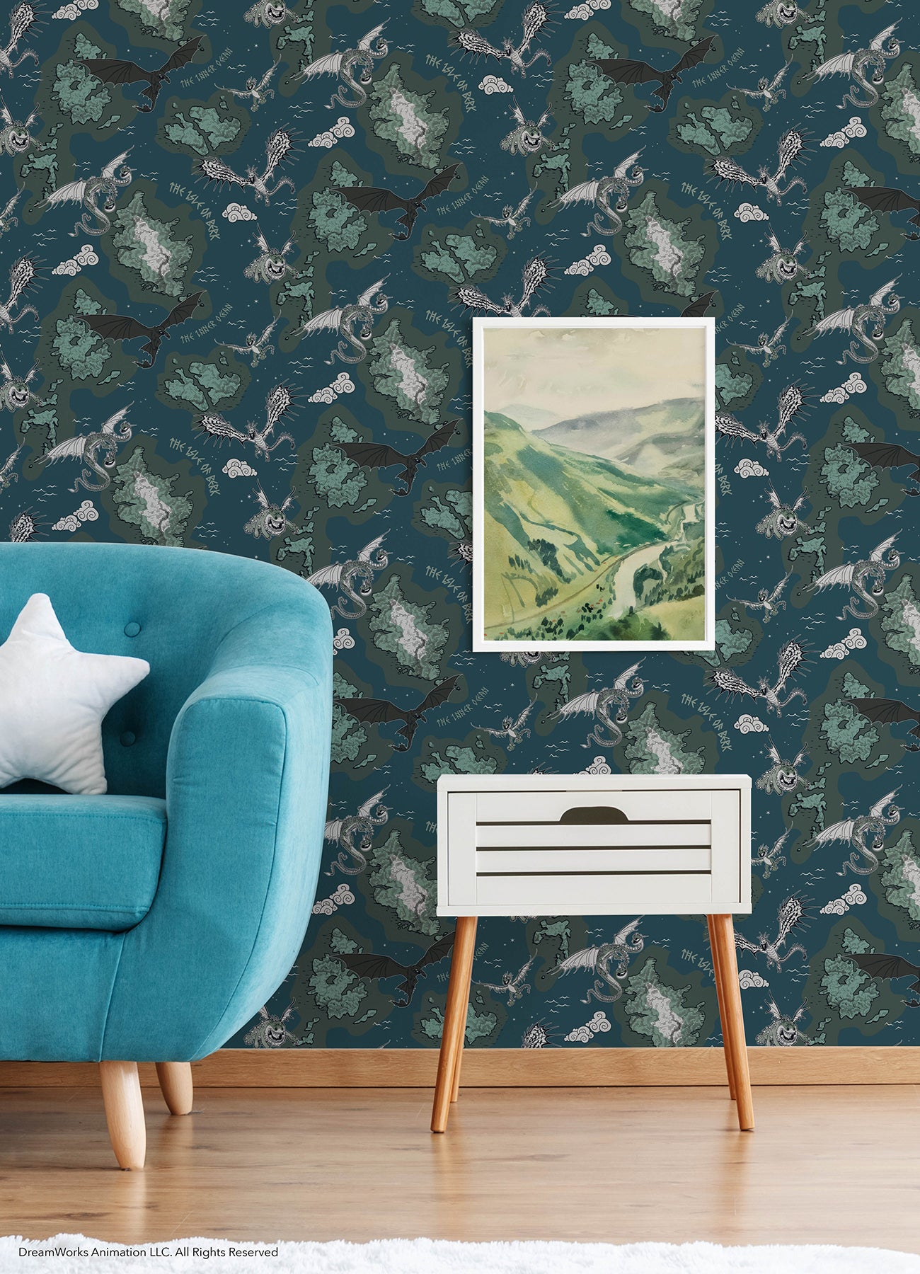How to Train Your Dragon Isle of Berk Grey Peel & Stick Wallpaper Peel and Stick Wallpaper RoomMates Decor