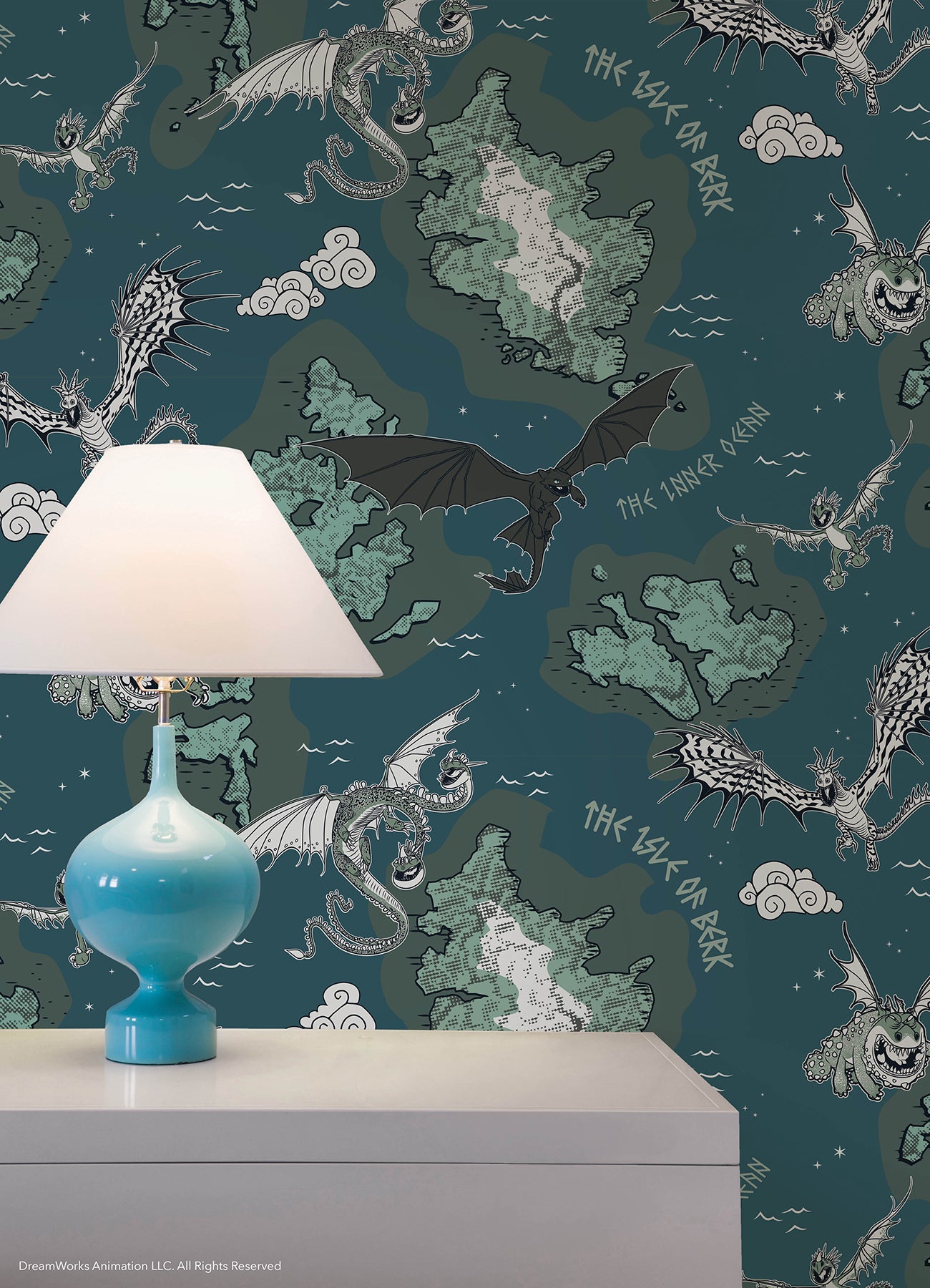 How to Train Your Dragon Isle of Berk Grey Peel & Stick Wallpaper Peel and Stick Wallpaper RoomMates Decor