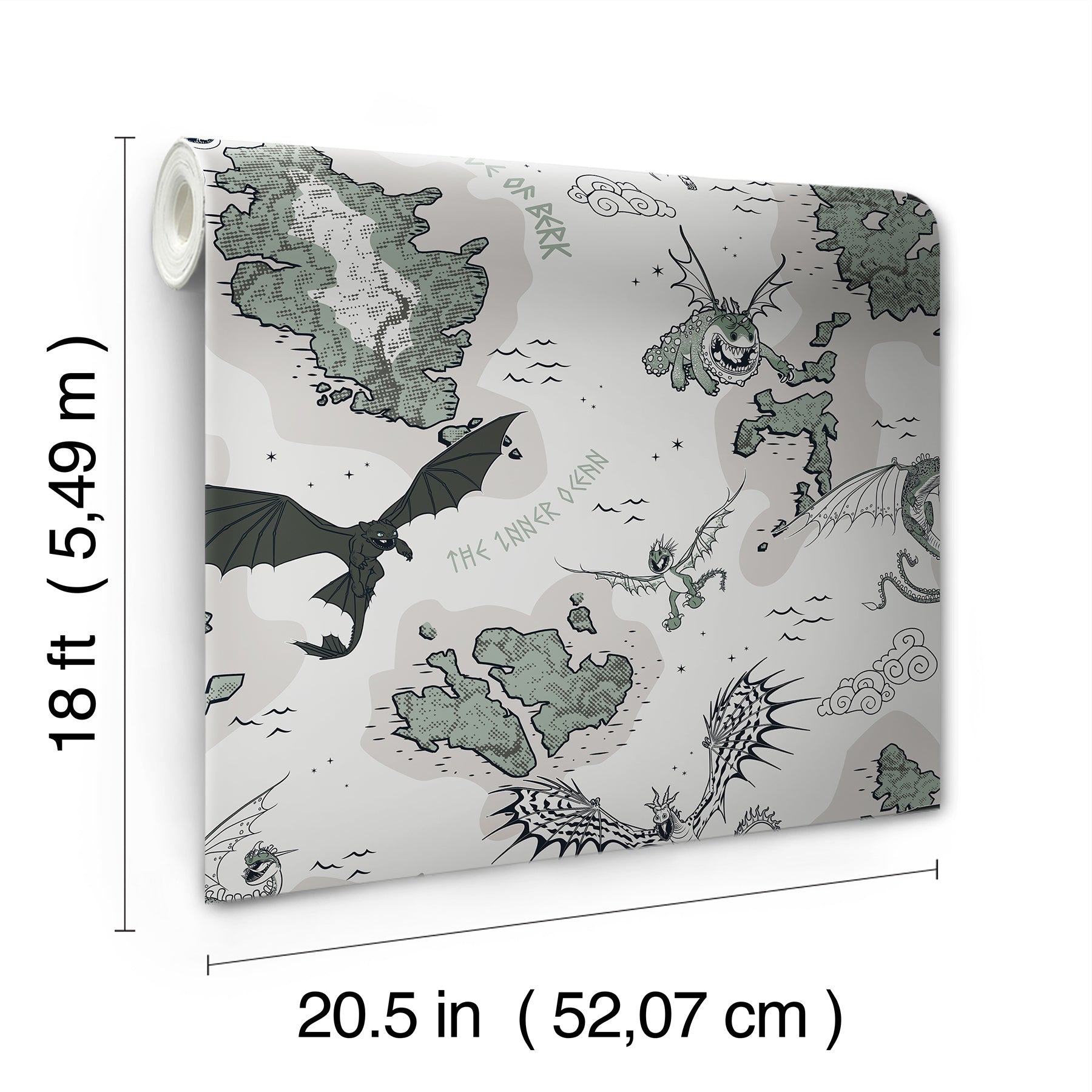 How to Train Your Dragon Isle of Berk Grey Peel & Stick Wallpaper Peel and Stick Wallpaper RoomMates Decor