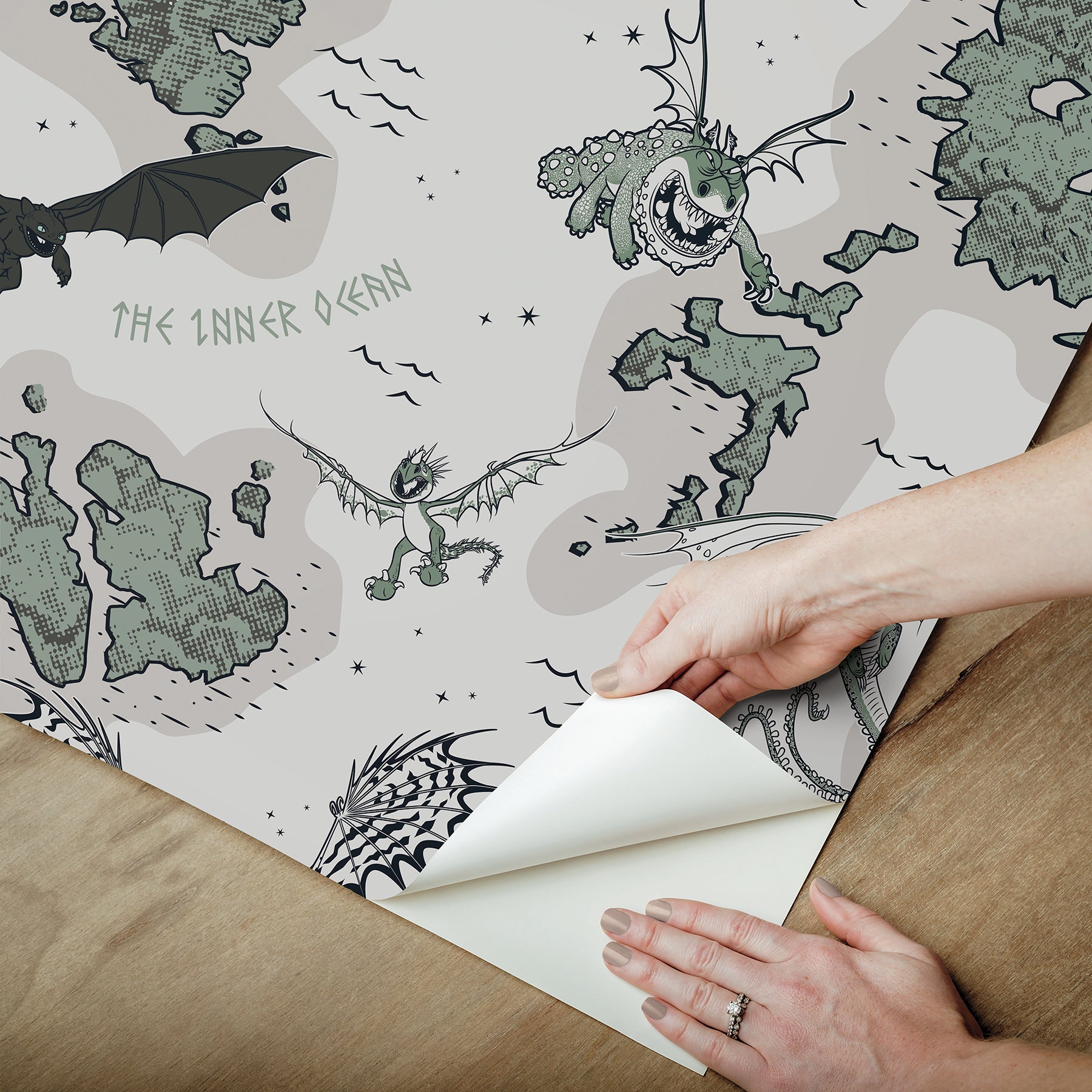 How to Train Your Dragon Isle of Berk Grey Peel & Stick Wallpaper Peel and Stick Wallpaper RoomMates Decor