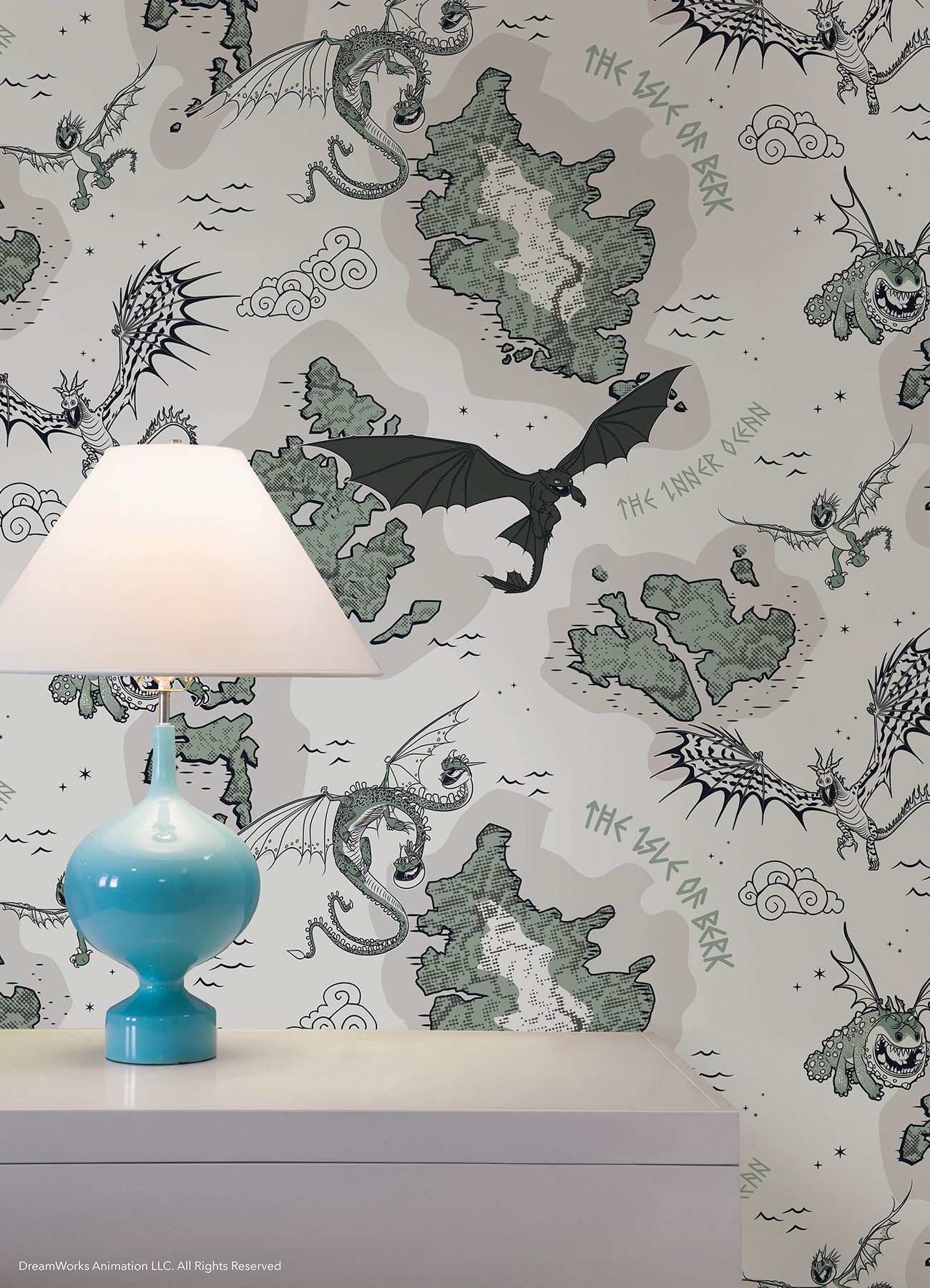 How to Train Your Dragon Isle of Berk Grey Peel & Stick Wallpaper Peel and Stick Wallpaper RoomMates Decor