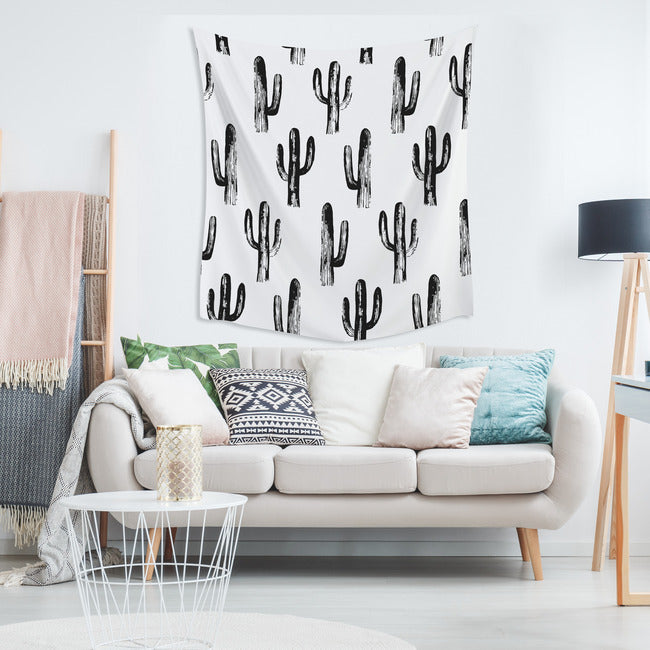 Black & White Cactus Tapestry Tapestry RoomMates   