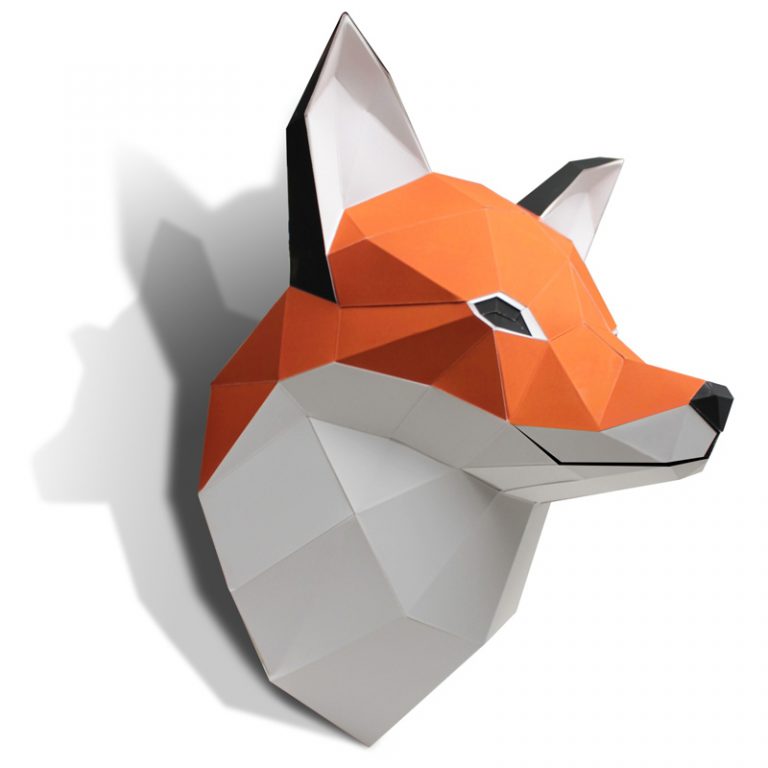 Fox Paper Animal Head Trophy Animal Trophy Heads RoomMates   