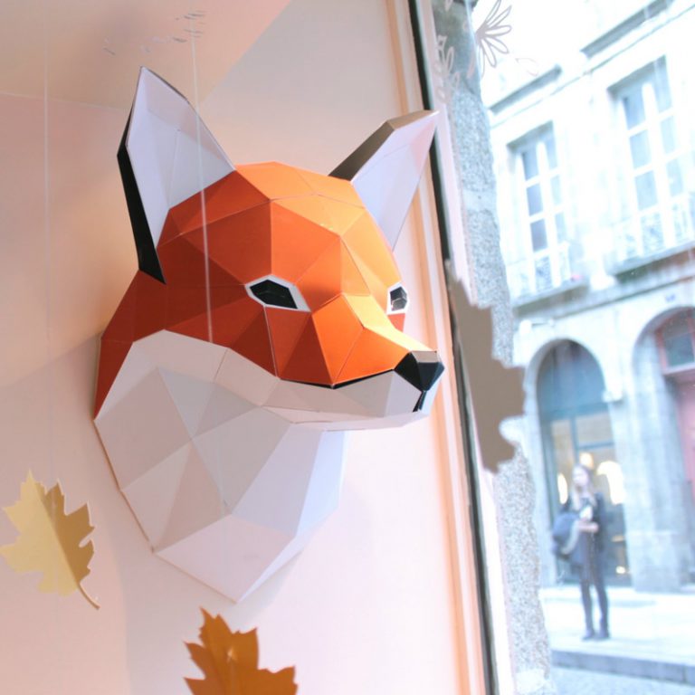 Fox Paper Animal Head Trophy Animal Trophy Heads RoomMates   