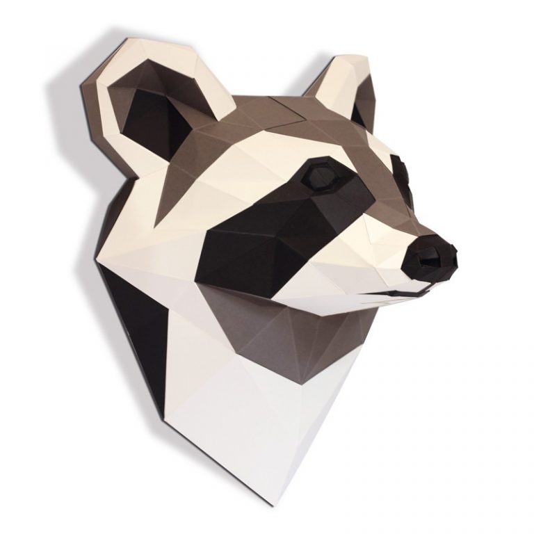 Raccoon Paper Animal Head Trophy Animal Trophy Heads RoomMates   