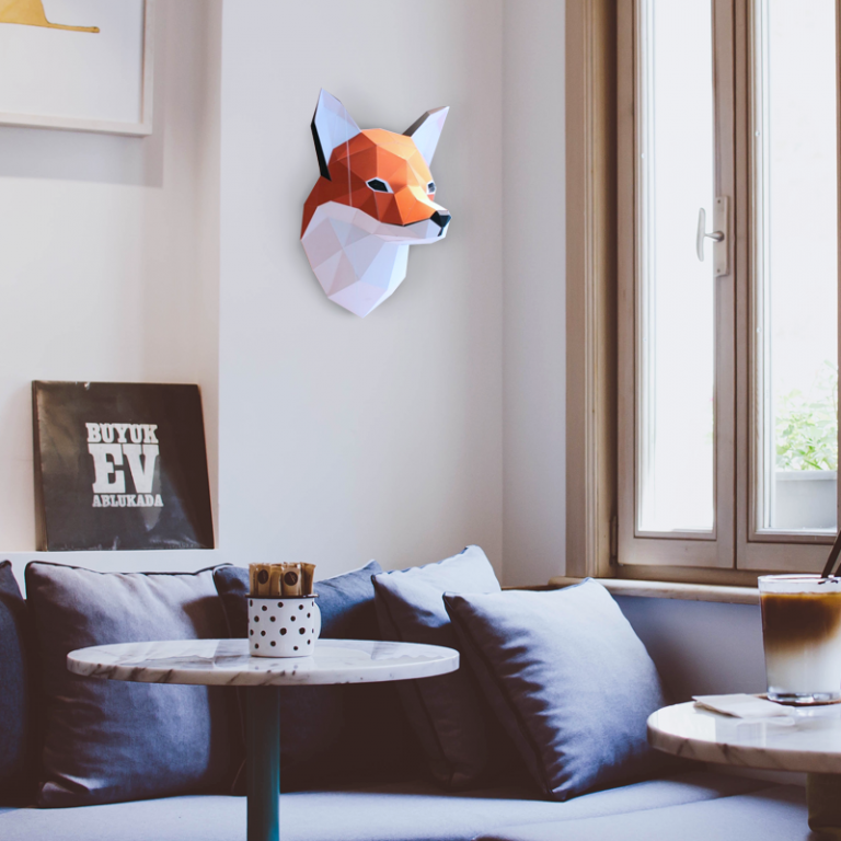 Fox Paper Animal Head Trophy Animal Trophy Heads RoomMates   