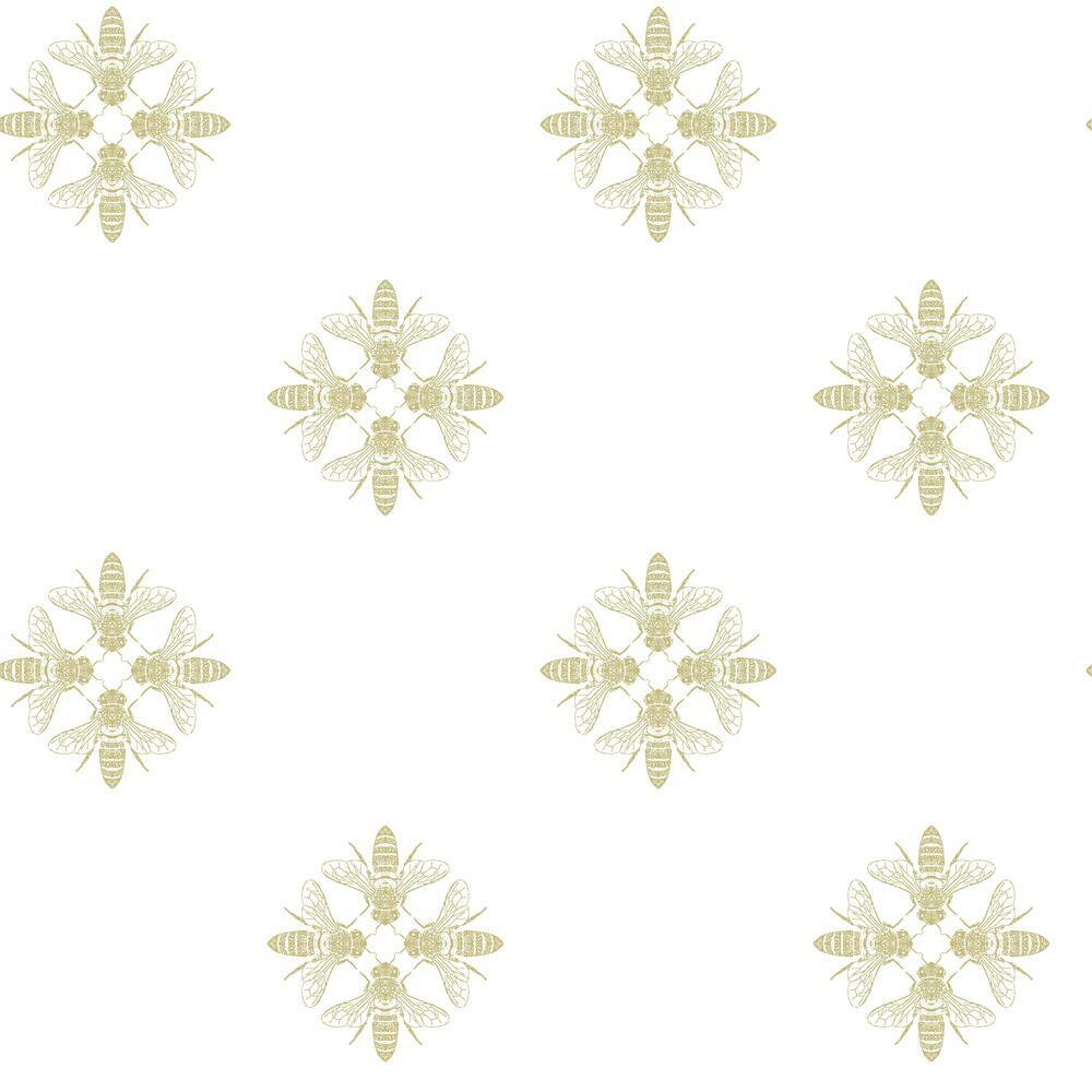 Honey Bee Peel and Stick Wallpaper Peel and Stick Wallpaper RoomMates Roll Gold 
