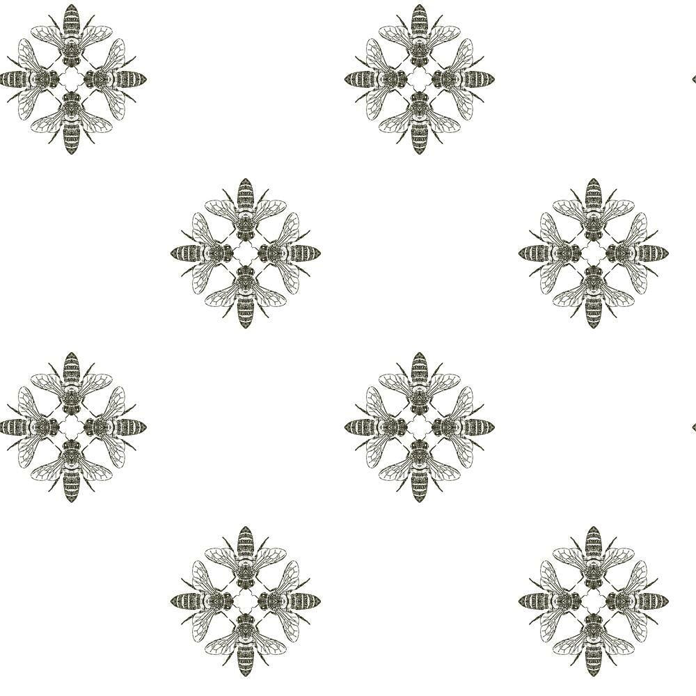 Honey Bee Peel and Stick Wallpaper Peel and Stick Wallpaper RoomMates Roll Black 