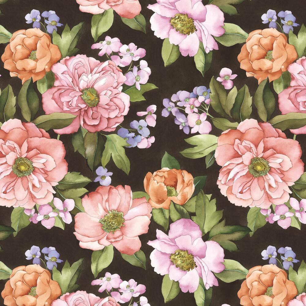 Watercolor Floral Bouquet Peel & Stick Wallpaper Peel and Stick Wallpaper RoomMates