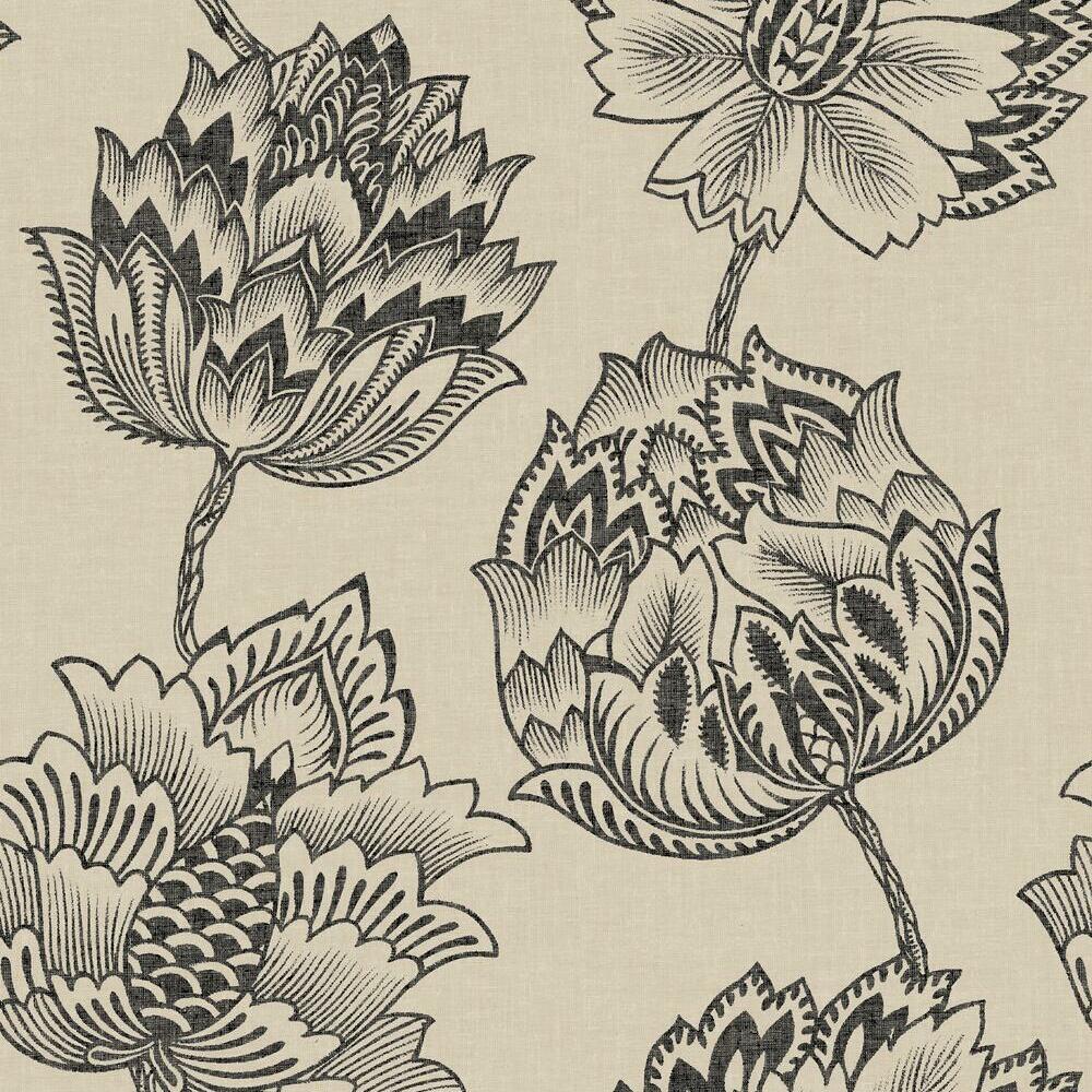 Batik Jacobean Peel and Stick Wallpaper Peel and Stick Wallpaper RoomMates Roll Black 