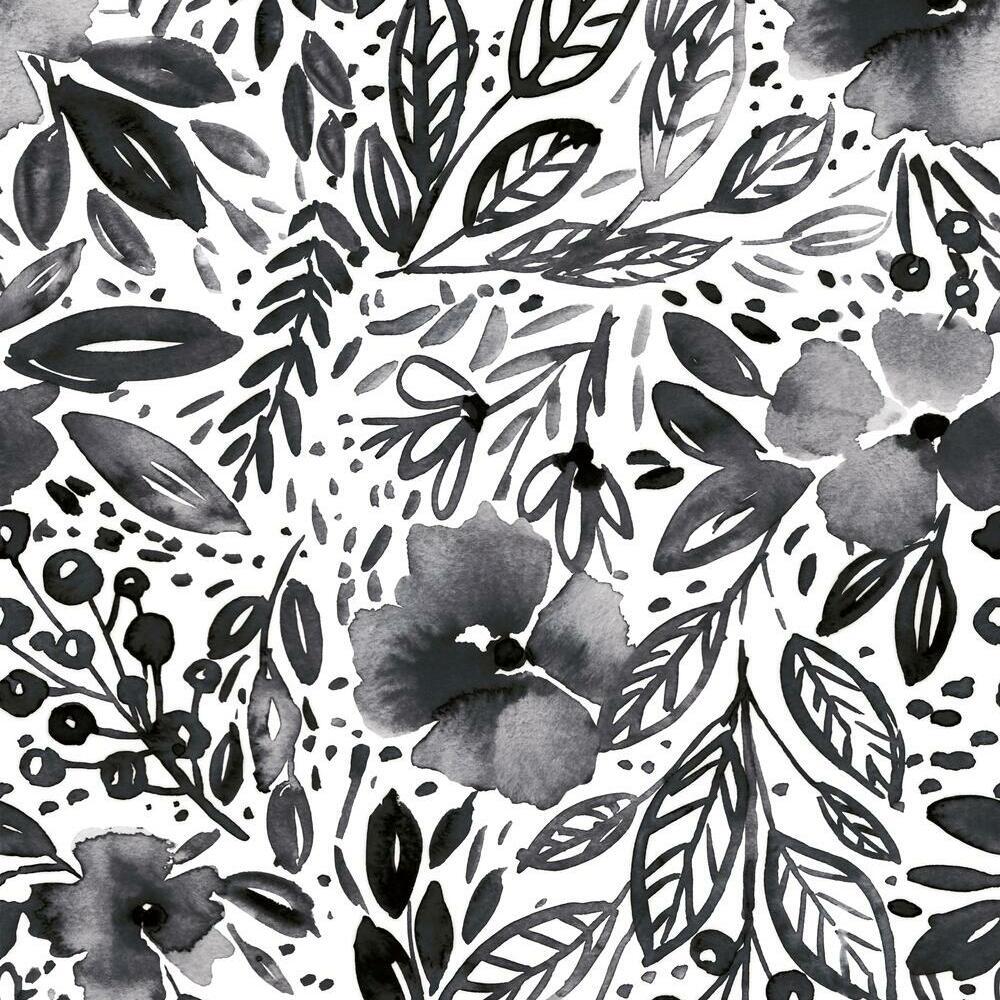 Clara Jean April Showers Peel and Stick Wallpaper Peel and Stick Wallpaper RoomMates Roll Black 