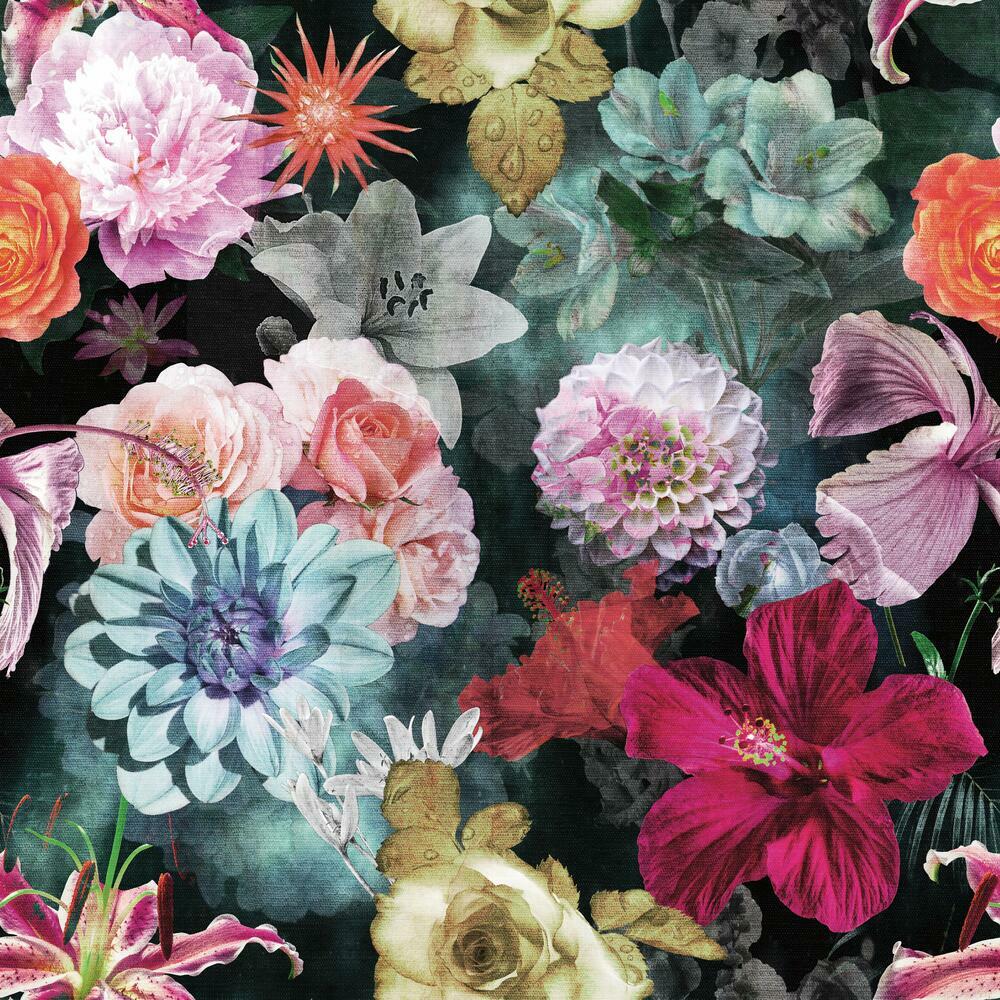 Vintage Floral Blooms Peel and Stick Wallpaper Peel and Stick Wallpaper RoomMates Sample Red 