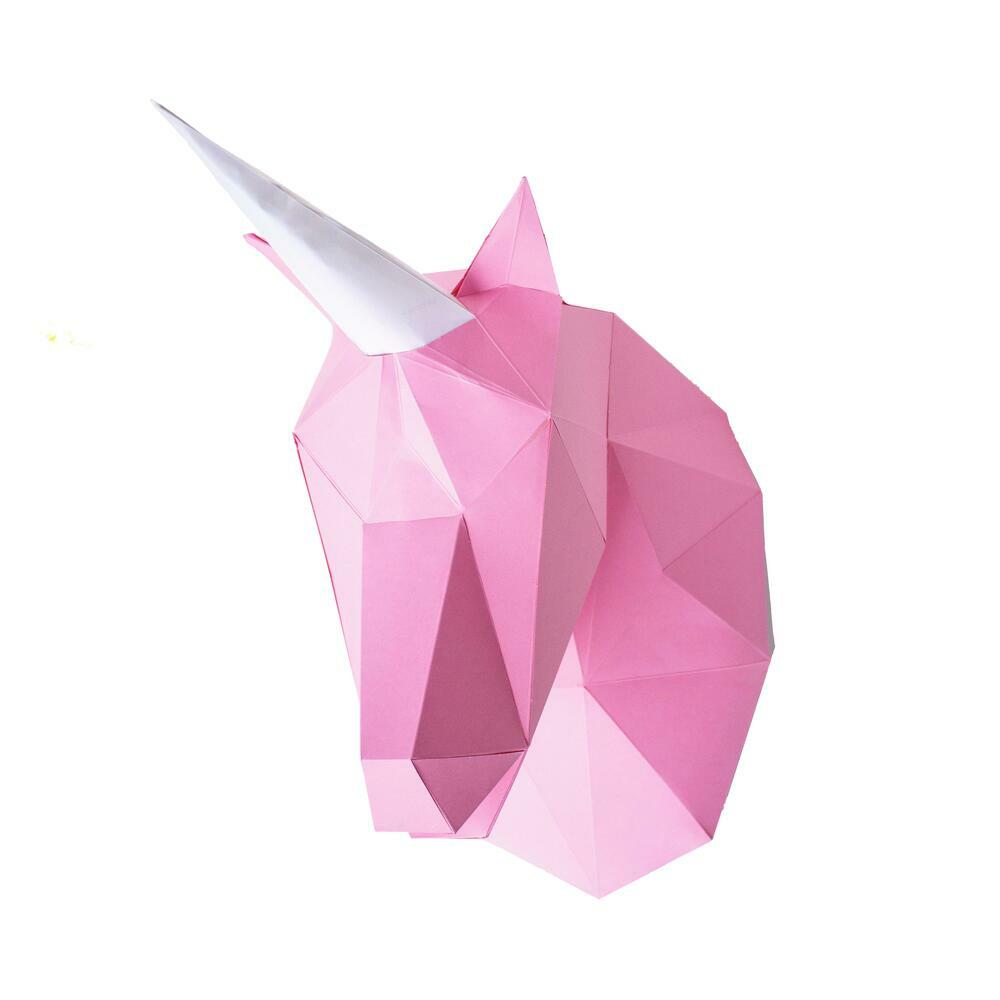Pink Unicorn Paper Animal Head Trophy Animal Trophy Heads RoomMates   