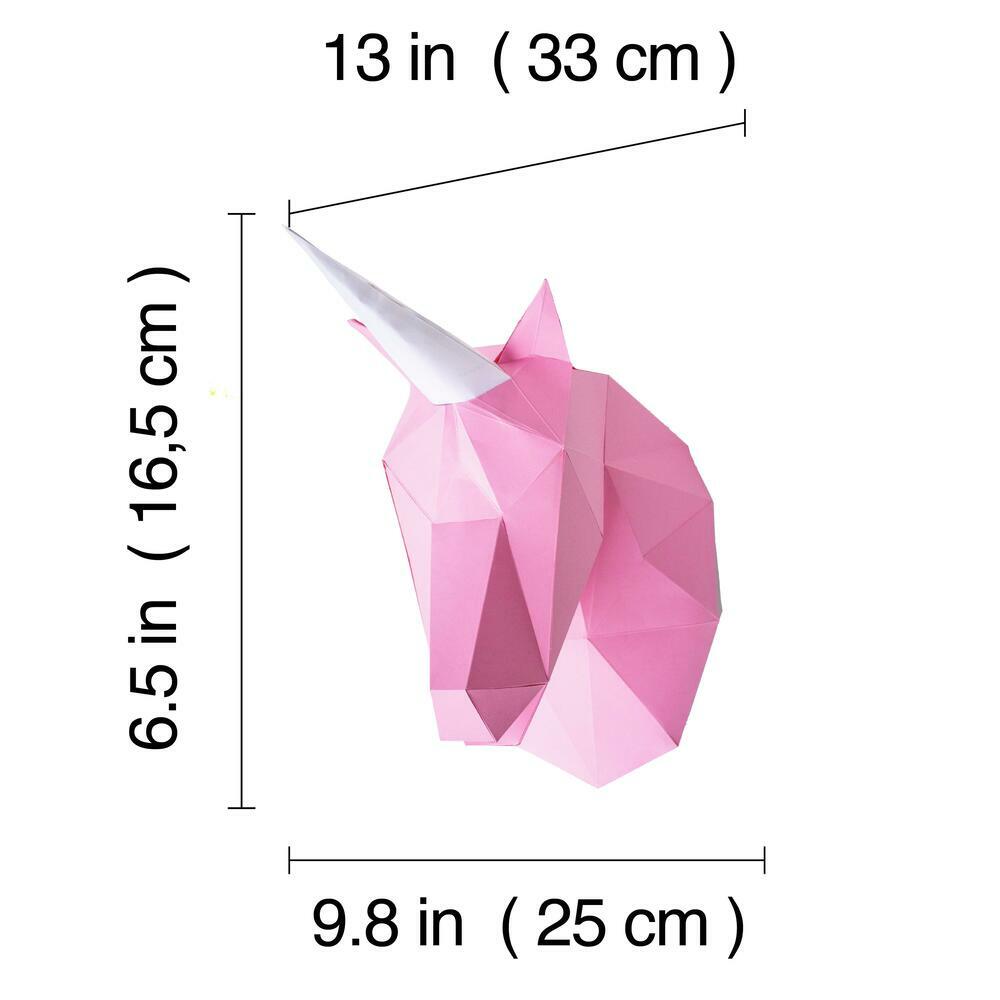 Pink Unicorn Paper Animal Head Trophy Animal Trophy Heads RoomMates   