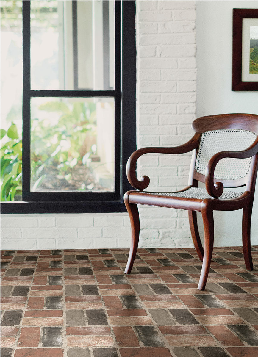 Harvard Brick Red Peel and Stick Floor Til Peel and Stick Floor Tiles FloorPops   