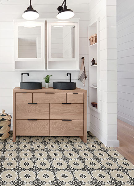 Black Daphne Peel and Stick Floor Tiles Peel and Stick Floor Tiles FloorPops   