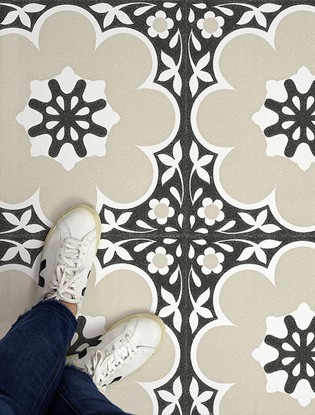 Black Daphne Peel and Stick Floor Tiles Peel and Stick Floor Tiles FloorPops   