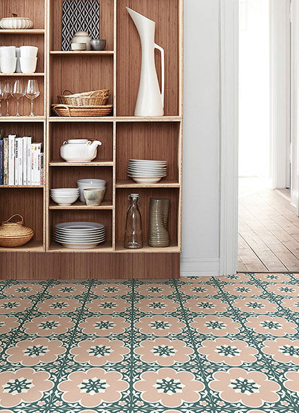 Pink Daphne Peel and Stick Floor Tiles Peel and Stick Floor Tiles FloorPops   