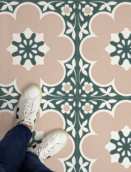 Pink Daphne Peel and Stick Floor Tiles Peel and Stick Floor Tiles FloorPops   