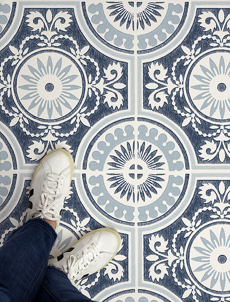 Blue Ezra Peel and Stick Floor Tiles Peel and Stick Floor Tiles FloorPops   