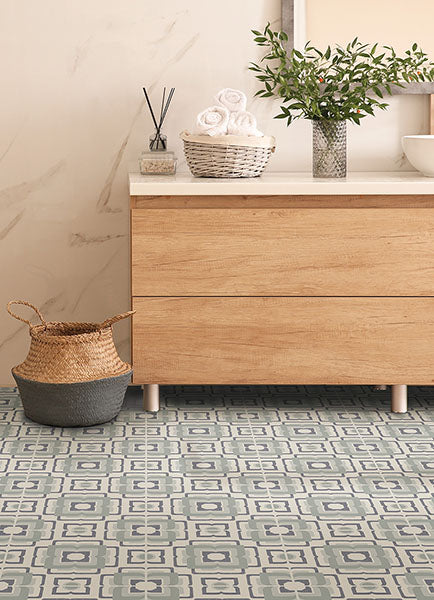 Teal Posey Peel and Stick Floor Tiles Peel and Stick Floor Tiles FloorPops   