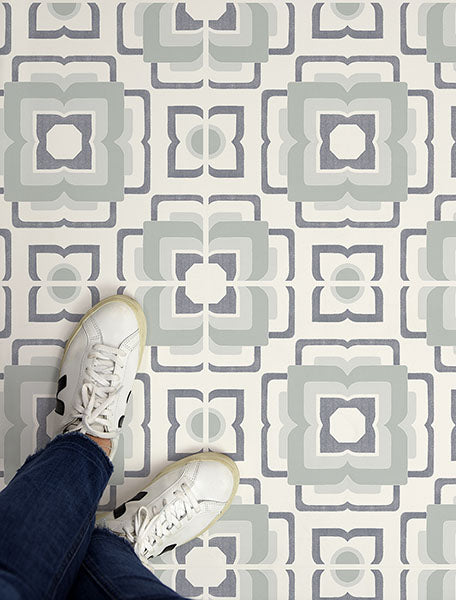 Teal Posey Peel and Stick Floor Tiles Peel and Stick Floor Tiles FloorPops   