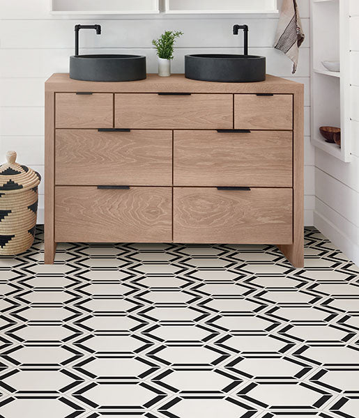 Coltrane Peel and Stick Hexagon Floor Tile Peel and Stick Floor Tiles FloorPops   