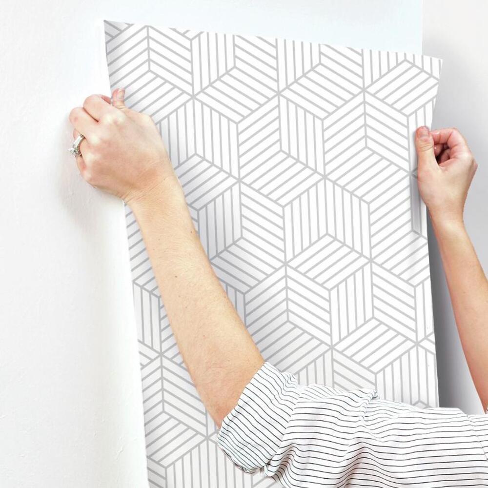 Striped Hexagon Peel and Stick Wallpaper Peel and Stick Wallpaper RoomMates   