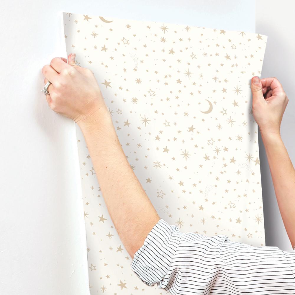 Twinkle Little Star Gold Peel and Stick Wallpaper Peel and Stick Wallpaper RoomMates   