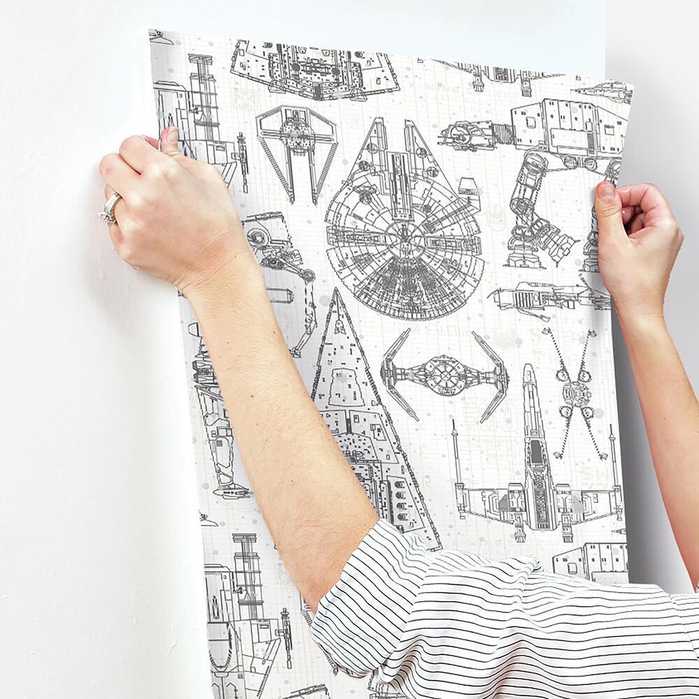 Star Wars Blueprint Peel & Stick Wallpaper Peel and Stick Wallpaper RoomMates   