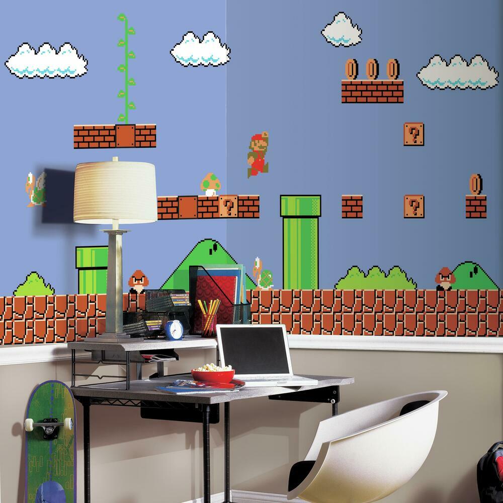 Super Mario Retro XL Spray and Stick Wall Mural Wall Murals RoomMates   