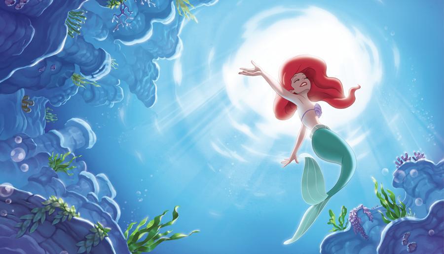 The Little Mermaid "Part of the World" XL Spray and Stick Wallpaper Mural Wall Murals RoomMates Mural  