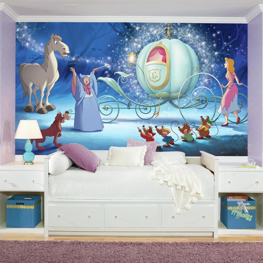 Disney Princess Cinderella Carriage XL Spray and Stick Wallpaper Mural Wall Murals RoomMates   