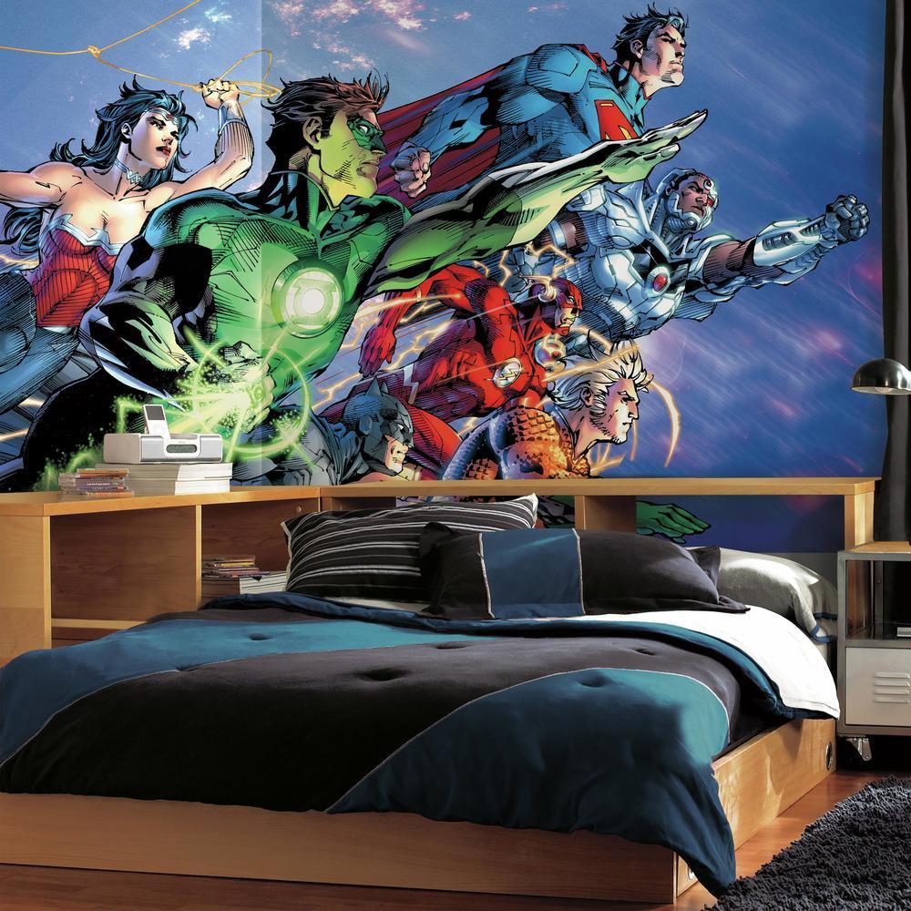 Justice League XL Spray and Stick Wallpaper Mural Wall Murals RoomMates   
