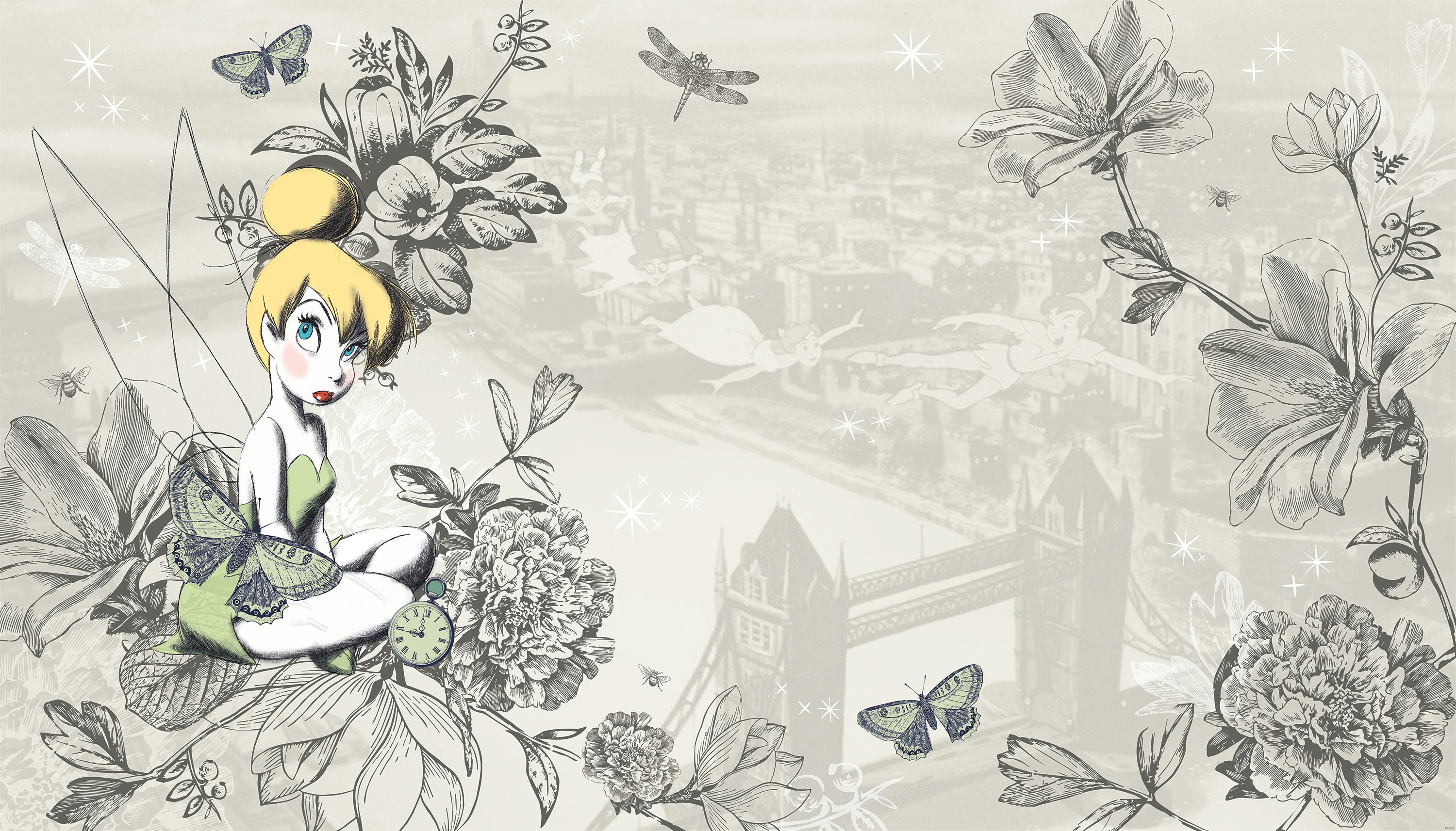 Vintage Tinker Bell XL Spray and Stick Wallpaper Mural Wall Murals RoomMates Mural  
