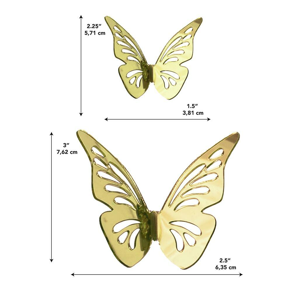 3D Gold Butterflies Peel & Stick Mirrors Mirrors RoomMates   