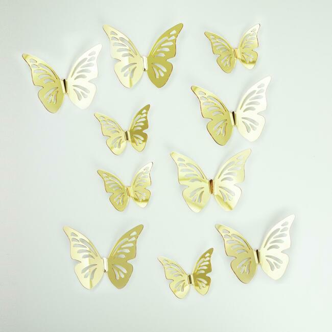 3D Gold Butterflies Peel & Stick Mirrors Mirrors RoomMates   