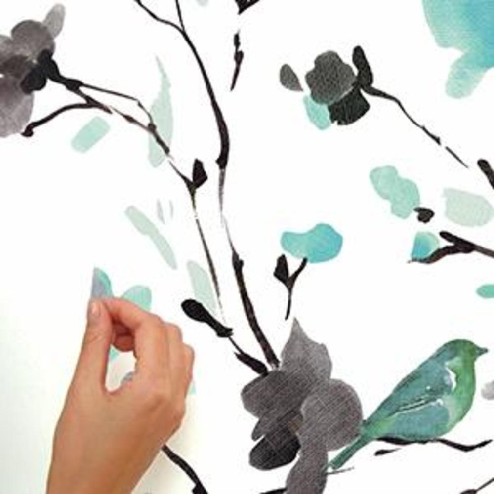 Blossom Watercolor Bird Branch Wall Decals Wall Decals RoomMates   