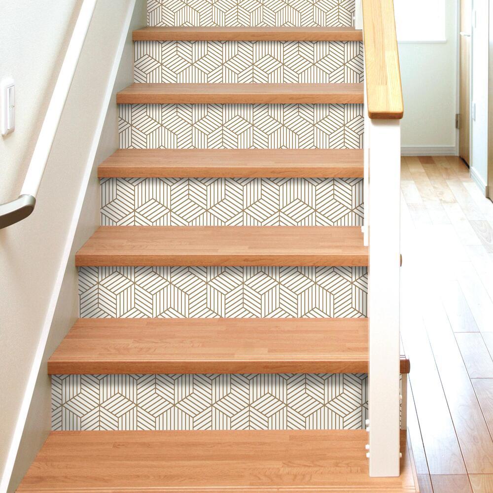 Striped Hexagon Peel and Stick Wallpaper Peel and Stick Wallpaper RoomMates   