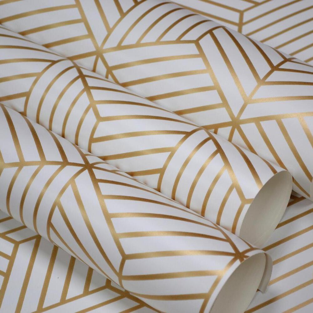Striped Hexagon Peel and Stick Wallpaper Peel and Stick Wallpaper RoomMates   