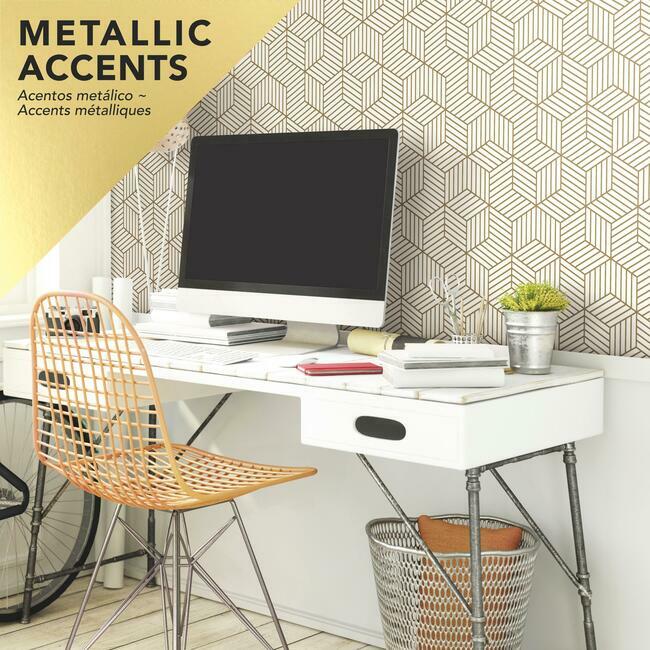 Striped Hexagon Peel and Stick Wallpaper Peel and Stick Wallpaper RoomMates   