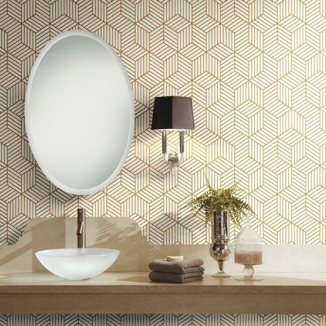 Striped Hexagon Peel and Stick Wallpaper Peel and Stick Wallpaper RoomMates   