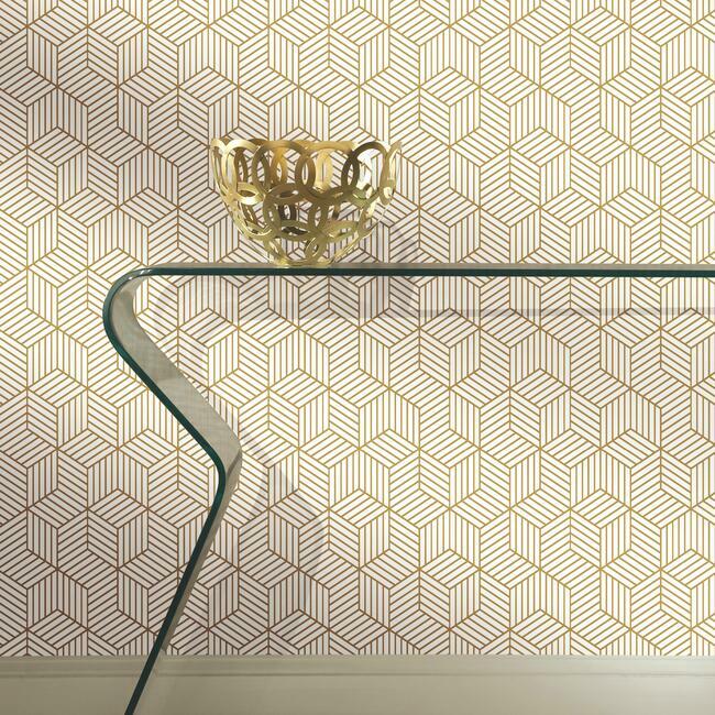 Striped Hexagon Peel and Stick Wallpaper Peel and Stick Wallpaper RoomMates   