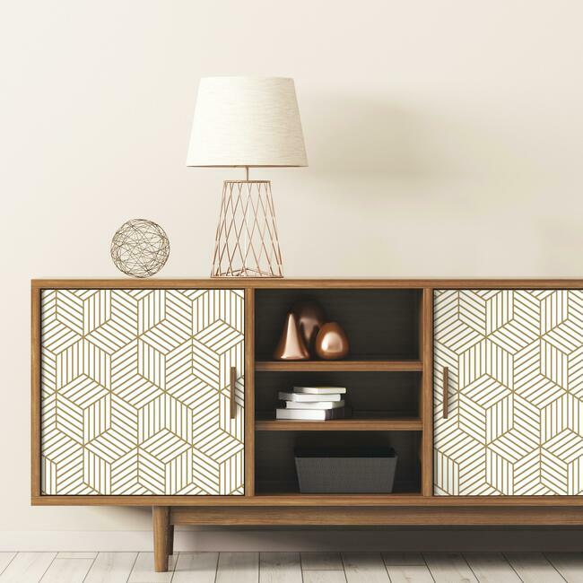 Striped Hexagon Peel and Stick Wallpaper Peel and Stick Wallpaper RoomMates   
